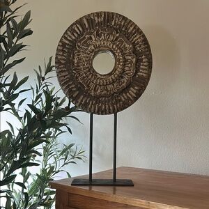 Pottery Barn Brown Circular Art Sculpture